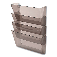 deflecto DocuPocket Stackable Four-Pocket Wall File, 4 Sections, Letter Size, 13" x 4", Smoke (73402)