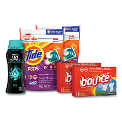 Better Together Laundry Care Bundle, (2) Bags Tide Pods, (2) Boxes Bounce Dryer Sheets, (1) Bottle Downy Unstopables (12777)