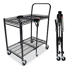 Bostitch Stowaway Folding Carts, 2 Shelves, 29.63w x 37.25d x 18h, Black, 250 lb Capacity (BSACSMBLK)