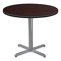 NPS Cafe Table, 36" Diameter x 30h, Round Top/X-Base, Mahogany Top, Gray Base (CG13636XD1MY)