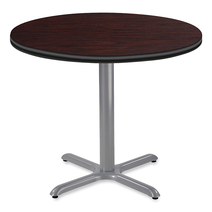 NPS Cafe Table, 36" Diameter x 30h, Round Top/X-Base, Mahogany Top, Gray Base (CG13636XD1MY)