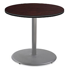 NPS Cafe Table, 36" Diameter x 30h, Round Top/Base, Mahogany Top, Gray Base (CG13636RD1MY)