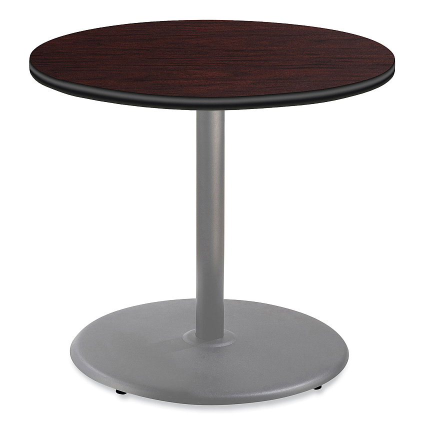 NPS Cafe Table, 36" Diameter x 30h, Round Top/Base, Mahogany Top, Gray Base (CG13636RD1MY)