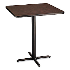 NPS Cafe Table, 36w x 36d x 42h, Square Top/X-Base, Mahogany Top, Black Base (CT33636XB1MY)