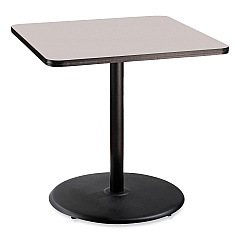 NPS Cafe Table, 36w x 36d x 36h, Square Top/Round Base, Gray Nebula Top, Black Base (CT33636RC1GY)