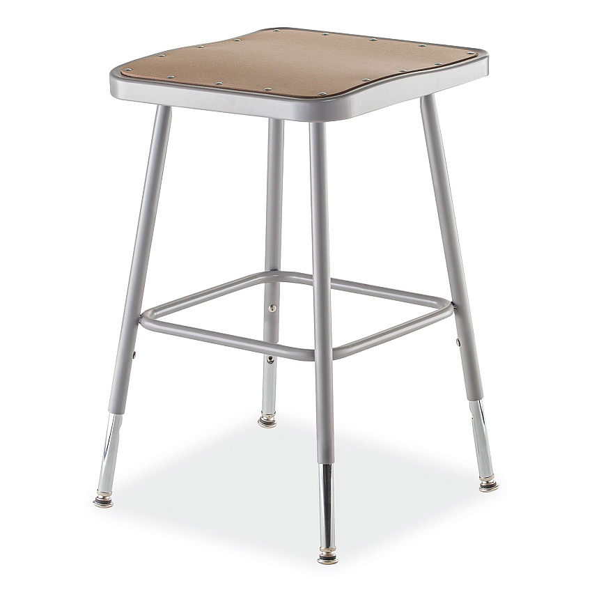 NPS 6300 Series Height Adjustable HD Square Seat Stool, Backless, Supports Up to 500 lb, 18" to 26" Seat Height, Brown/Gray (6318H)
