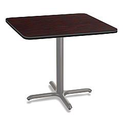 NPS Cafe Table, 36w x 36d x 30h, Square Top/X-Base, Mahogany Top, Gray Base (CG33636XD1MY)