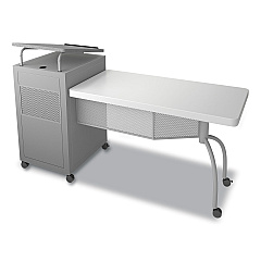 Oklahoma Sound Edupod Teacher's Desk and Lectern Combo, 24" x 68" x 45", Gray Hammer Tone (EDPD)