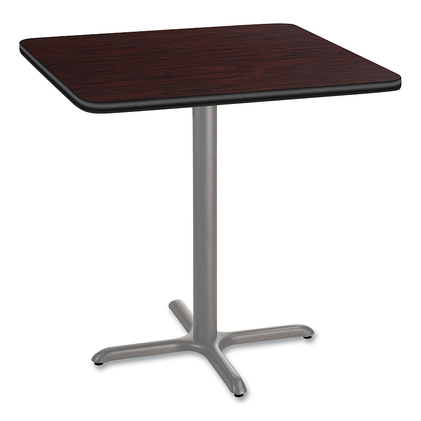 NPS Cafe Table, 36w x 36d x 36h, Square Top/X-Base, Mahogany Top, Gray Base (CG33636XC1MY)