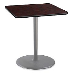 NPS Cafe Table, 36w x 36d x 42h, Square Top/Round Base, Mahogany Top, Gray Base (CG33636RB1MY)