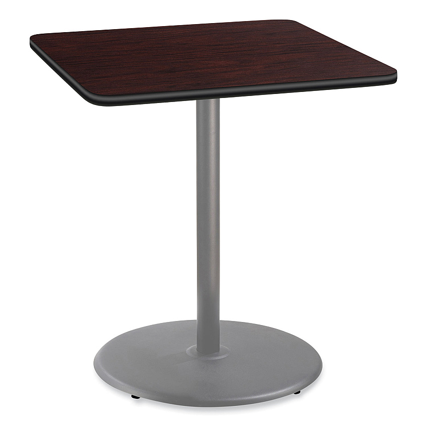 NPS Cafe Table, 36w x 36d x 42h, Square Top/Round Base, Mahogany Top, Gray Base (CG33636RB1MY)