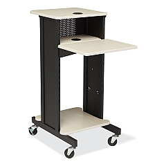 Oklahoma Sound Premium Presentation Cart, 4 Shelves, 18" x 30" x 40.5", Ivory/Black (PRC200)