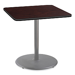 NPS Cafe Table, 36w x 36d x 36h, Square Top/Round Base, Mahogany Top, Gray Base (CG33636RC1MY)