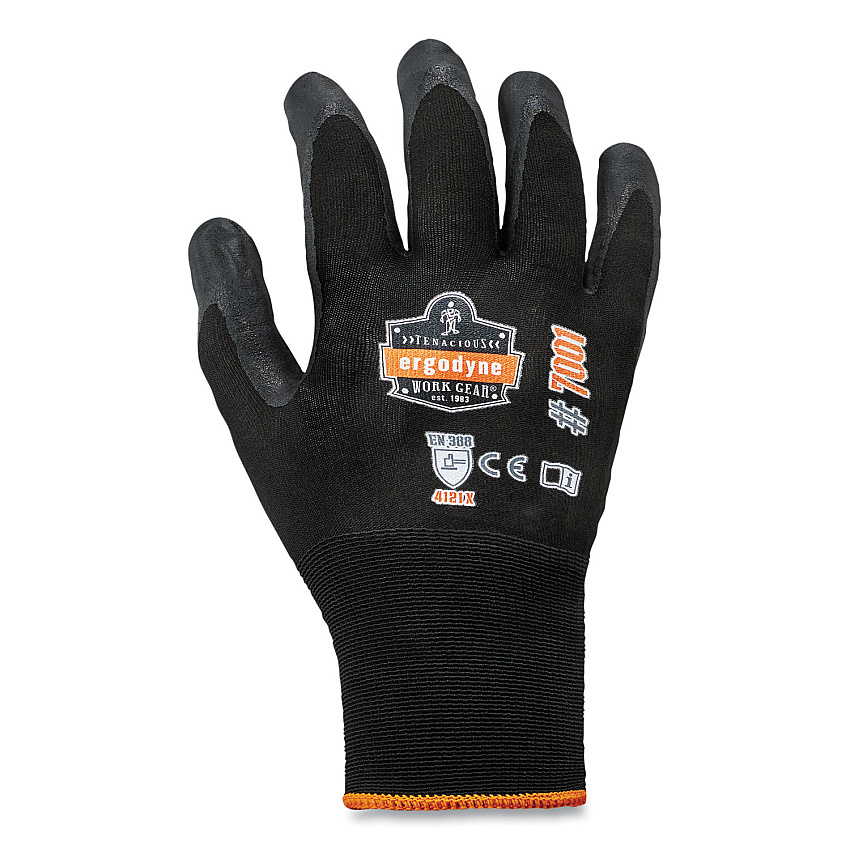 ergodyne ProFlex 7001 Nitrile-Coated Gloves, Black, 2X-Large, Pair (17956)