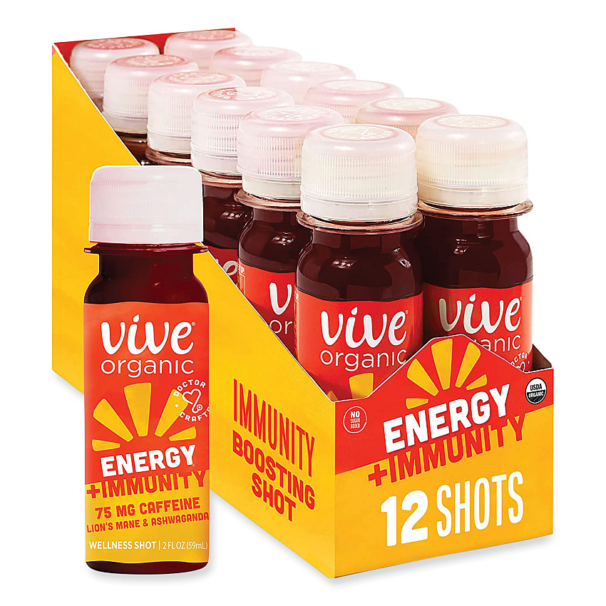 Vive Organic Energy+Focus, 2 oz Bottle, 12/Pack, Delivered in 1-4 Business Days (34800003)