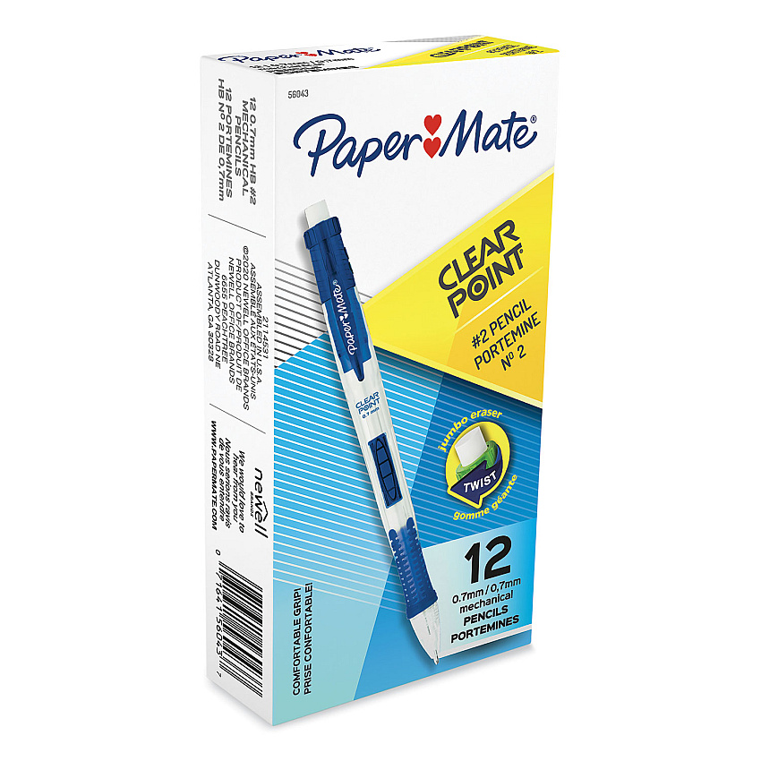 Paper Mate Clear Point Mechanical Pencil, 0.7 mm, HB (#2.5), Black Lead, Blue Barrel (56043)