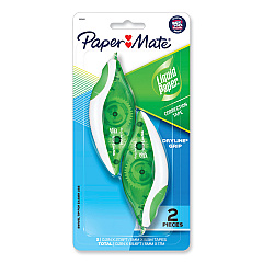 Paper Mate DryLine Grip Correction Tape, Non-Refillable, Gray/Green Applicator, 0.2" x 335", 2/Pack (662415K)