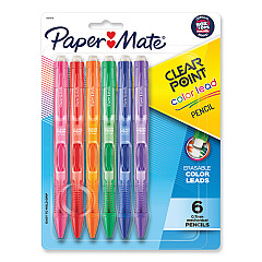 Paper Mate Clearpoint Color Mechanical Pencils, 0.7 mm, Assorted Lead/Barrel Colors, 6/Pack (1984678)