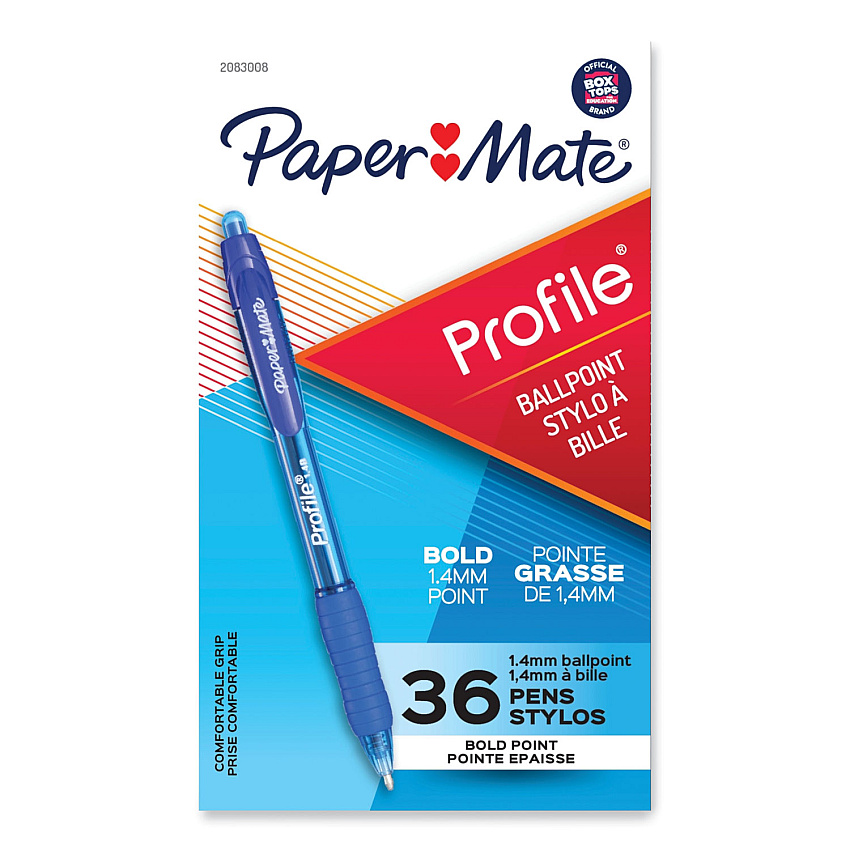 Paper Mate Profile Ballpoint Pen, Retractable, Bold 1.4 mm, Blue Ink, Blue Barrel, 36/Pack (2083008)
