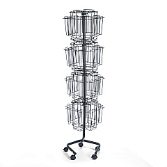Safco Wire Rotary Display Racks, 32 Compartments, 15w x 15d x 60h, Charcoal (4128CH)