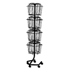 Safco Wire Rotary Display Racks, 16 Compartments, 15w x 15d x 60h, Charcoal (4139CH)