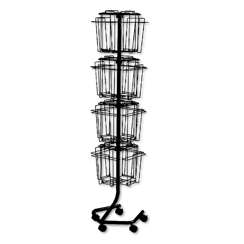 Safco Wire Rotary Display Racks, 16 Compartments, 15w x 15d x 60h, Charcoal (4139CH)