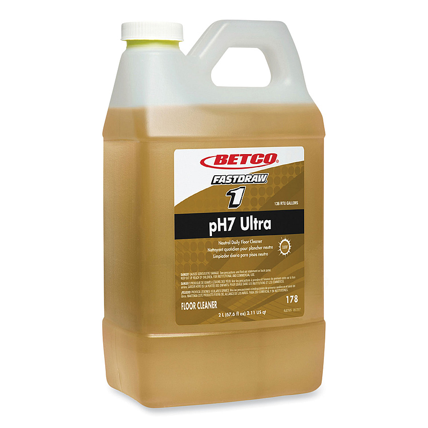 Betco pH7 Ultra Neutral Cleaner, Lemon Scent, 2 L Bottle, 4/Carton (1784700)