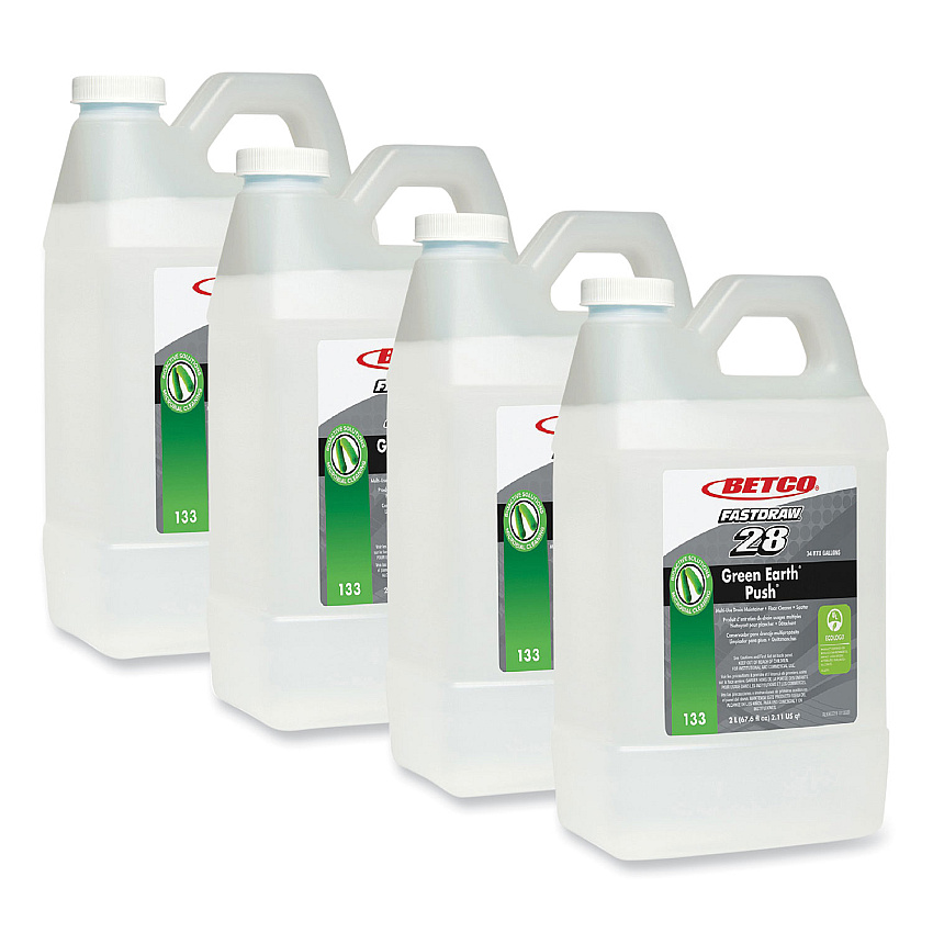 Betco Green Earth Bioactive Solutions PUSH Drain Cleaner, New Green Scent, 2 L Bottle, 4/Carton (1334700)