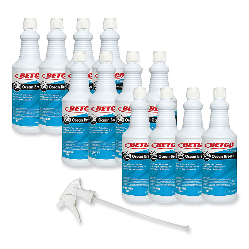 Betco BestScent Ocean Breeze RTU Deodorizer, Ocean Breeze Scent, 32 oz Spray Bottle, 12/Carton (2351200)