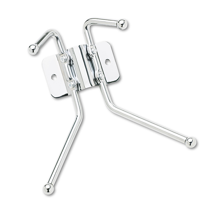 Safco Metal Wall Rack, Two Ball-Tipped Double-Hooks, 6.5w x 3d x 7h, Chrome Metal (4160)