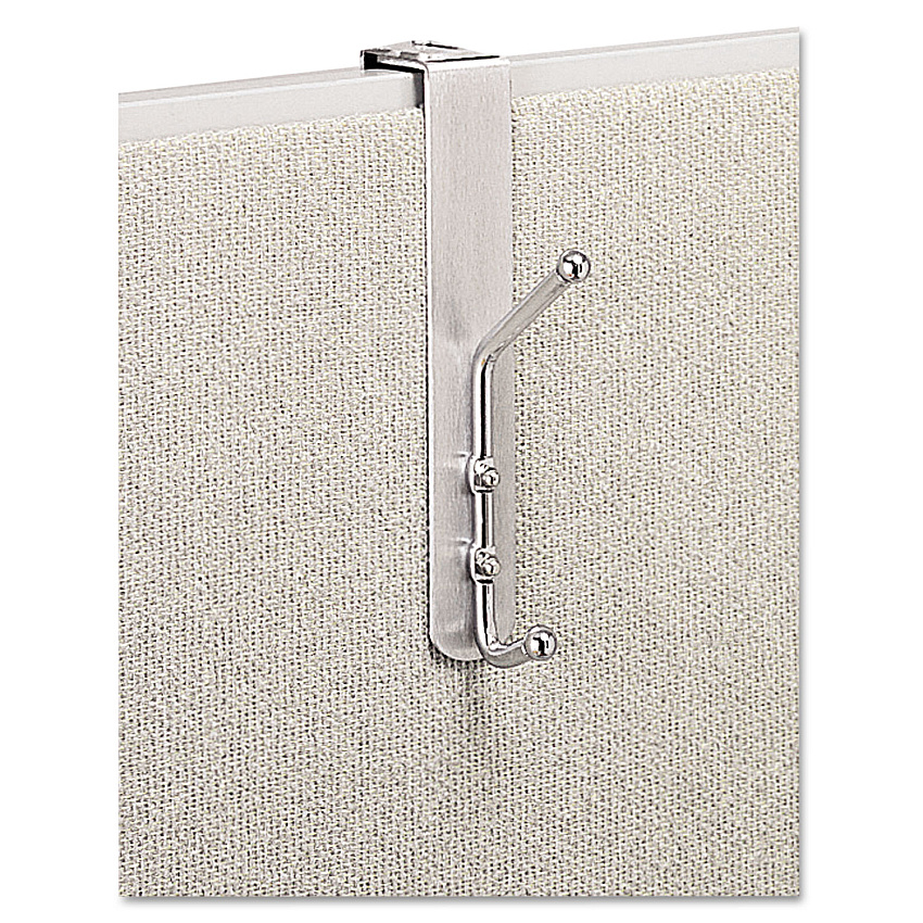 Safco Over-The-Panel Double-Garment Hook, Satin Aluminum/Chrome (4167)