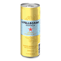 S. Pellegrino Essenza Flavored Mineral Water, Lemon and Lemon Zest, 11.15 oz Can, 8/Pack (12394352)