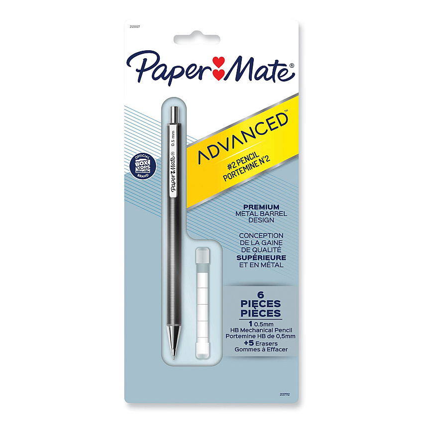 Paper Mate Advanced Mechanical Pencils, 0.5 mm, HB (#2), Black Lead, Gun Metal Gray Barrel (2128197)
