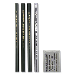 Prismacolor Scholar Graphite Pencil Set, 2 mm, Assorted Lead Hardness Ratings, Black Lead, Dark Green Barrel, 4/Set (2502)
