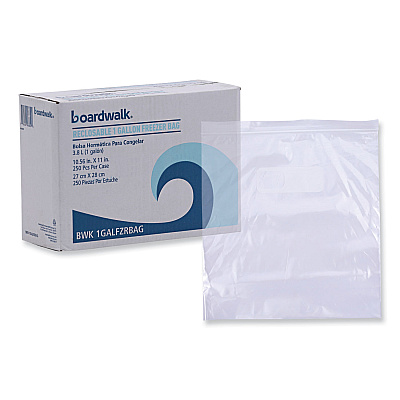 Boardwalk Reclosable Food Storage Bags, 1 gal, 2.7 mil, 10.5" x 11", Clear, 250/Box (BWK1GALFZRBAG)