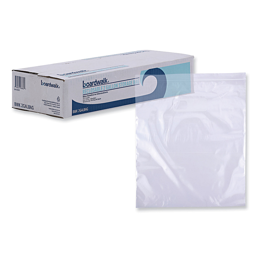 Boardwalk Reclosable Food Storage Bags, 2 gal, 1.75 mil, 13" x 15", Clear, 100/Box (BWK2GALBAG)