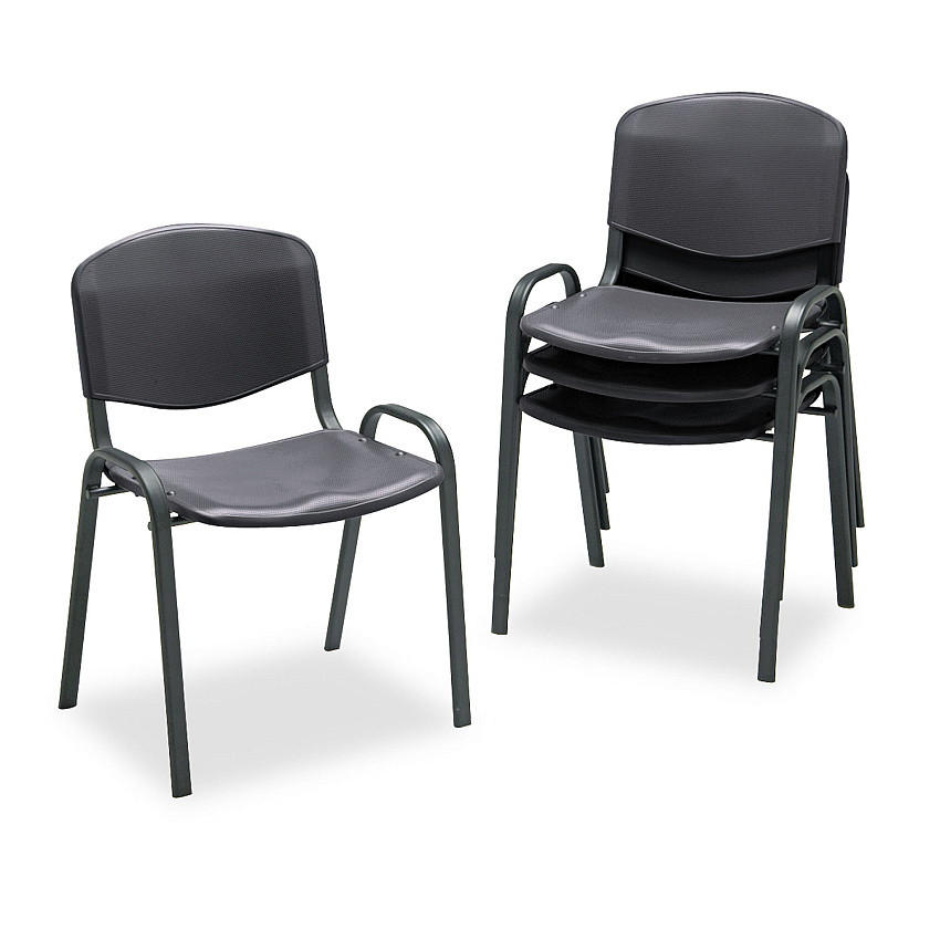 Safco Stacking Chair, Supports Up to 250 lb, Black, 4/Carton (4185BL)