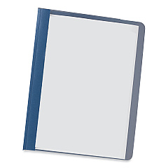 Universal Clear Front Report Covers with Fasteners, Three-Prong Fastener, 0.5" Capacity,  8.5 x 11, Clear/Dark Blue, 25/Box (UNV56138)