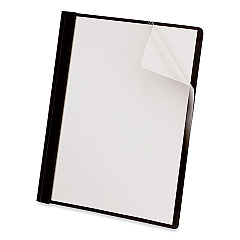 Universal Clear Front Report Cover, Prong Fastener, 0.5" Capacity, 8.5 x 11, Clear/Black, 25/Box (UNV57120)