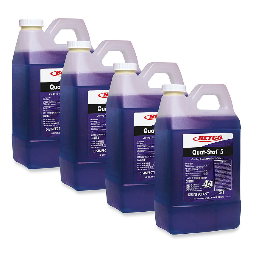 Betco Quat-Stat 5 Disinfectant, Lavender Scent, 2 L Bottle, 4/Carton (3414700)