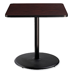 NPS Cafe Table, 36w x 36d x 36h, Square Top/Round Base, Mahogany Top, Black Base (CT33636RC1MY)