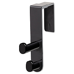 Safco Plastic Coat Hook, 2-Hook, 1 3/4 x 6 1/2 x 7 3/4, Black (4225BL)
