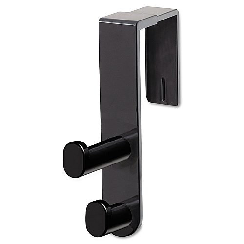 Safco Plastic Coat Hook, 2-Hook, 1 3/4 x 6 1/2 x 7 3/4, Black (4225BL)