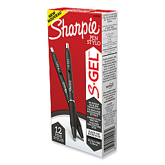 Sharpie S-Gel S-Gel High-Performance Gel Pen, Retractable, Extra-Fine 0.38 mm, Black Ink, Black Barrel, Dozen (2140521)