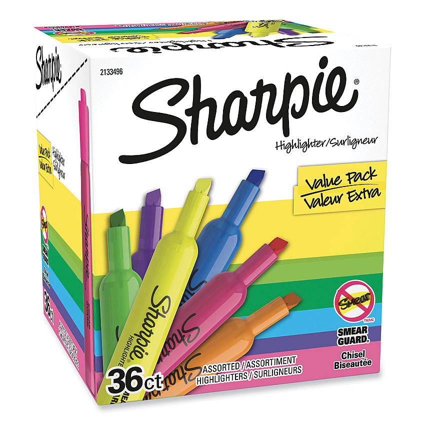 Sharpie Tank Style Highlighters, Assorted Ink Colors, Chisel Tip, Assorted Barrel Colors, 36/Pack (2133496)