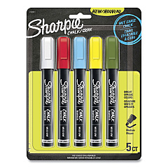 Sharpie Wet-Erase Chalk Marker, Medium Bullet Tip, Assorted Colors, 5/Pack (2103011)