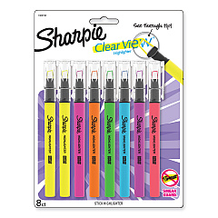 Sharpie Clearview Pen-Style Highlighter, Assorted Ink Colors, Chisel Tip, Assorted Barrel Colors, 8/Pack (1966798)