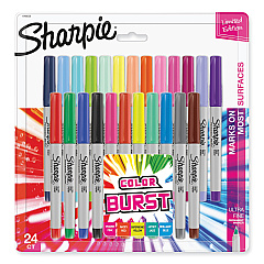 Sharpie Ultra Fine Tip Permanent Marker, Extra-Fine Needle Tip, Assorted Limited Edition Color Burst and Classic Colors, 24/Pack (1949558)