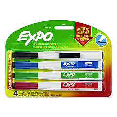 EXPO Magnetic Dry Erase Marker, Fine Bullet Tip, Assorted Colors, 4/Pack (1944746)