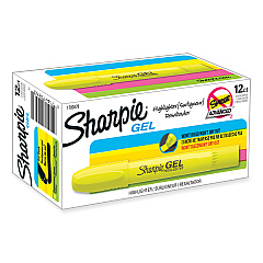 Sharpie Gel Highlighters, Fluorescent Yellow Ink, Bullet Tip, Yellow Barrel (1780478)